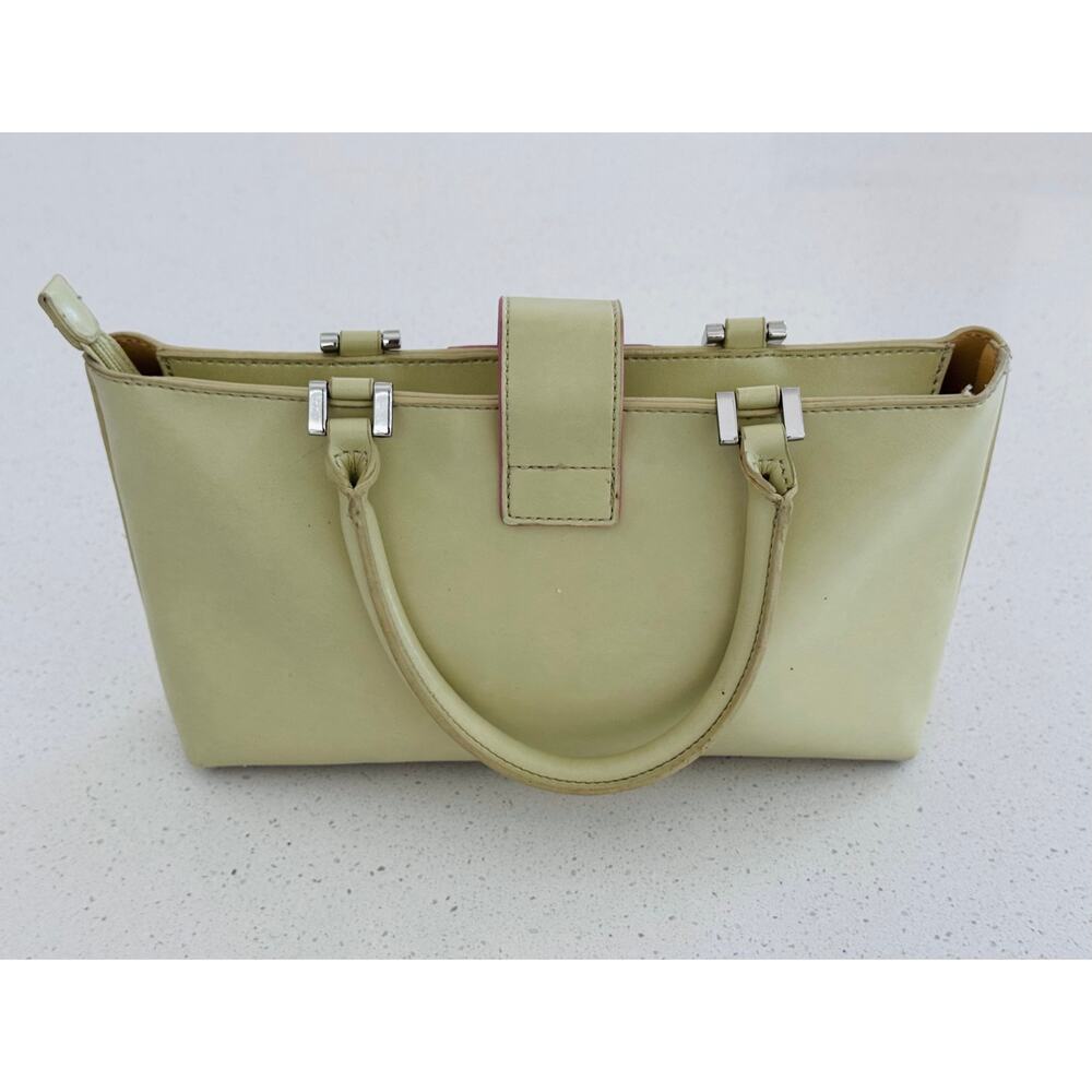 Mondani Soft Green Leather Tote and complimentary color Yellow Belt - Picture 3 of 7